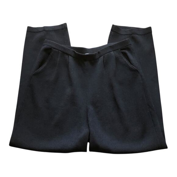 St. John Black Santana Knitted Pull On Straight Leg Outdoor Pants Womens Size 10 - Picture 7 of 13